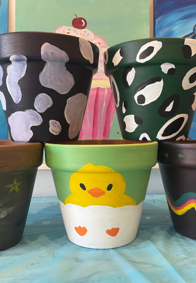 Ceramics for Corporate Team Building - Paint a Pot and Sip Class