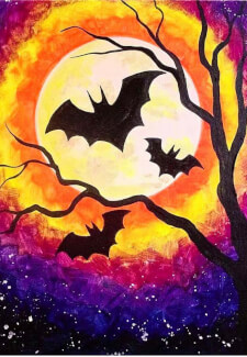 Halloween Neon Lights Paint and Sip Party