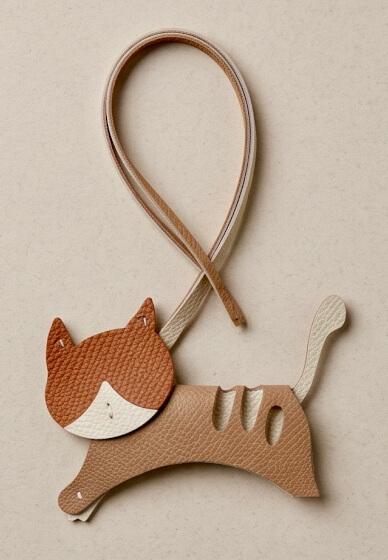 Japanese Genuine Leather Cat Charm Workshop