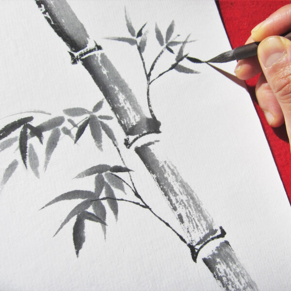 Japanese Calligraphy Brush - Natural Hair Sumi-e Ink Painting Tool 24cm Length