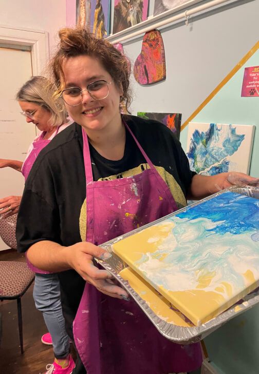 Fluid Art class in Northcote with Paint With Me