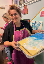 Beachy Acrylic Pour Painting and Sip - Fluid Art Class Melbourne