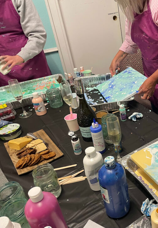Beachy Acrylic Pour Painting and Sip - Fluid Art Class Melbourne