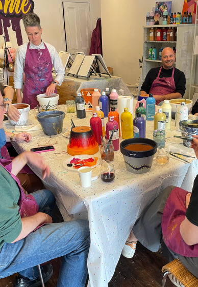 Ceramics for Corporate Team Building - Paint a Pot and Sip Class