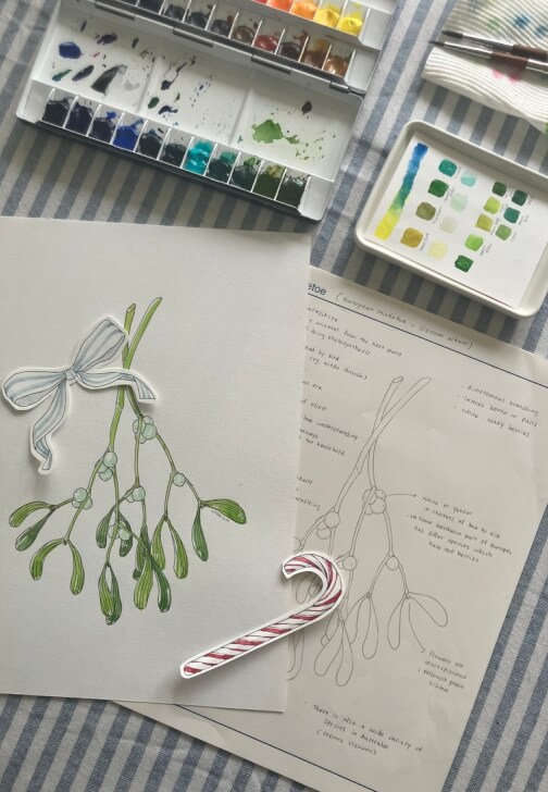 Chirstmas Mistletoe Watercolour Workshop