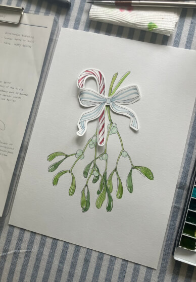 Chirstmas Mistletoe Watercolour Workshop