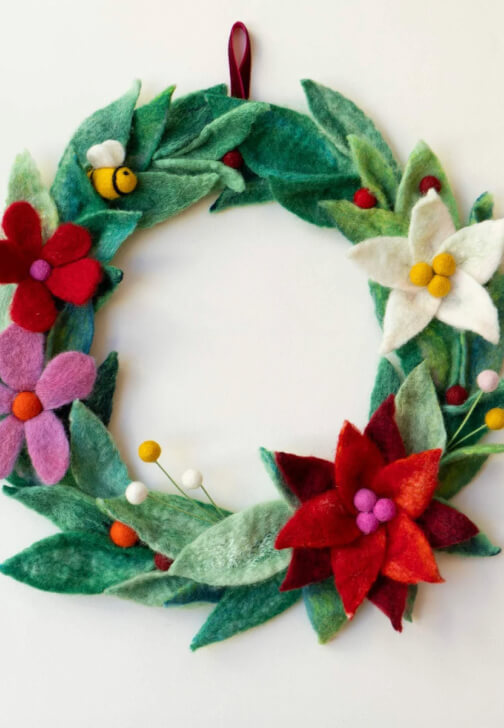Christmas Dry Needle-Felted Wreath Workshop