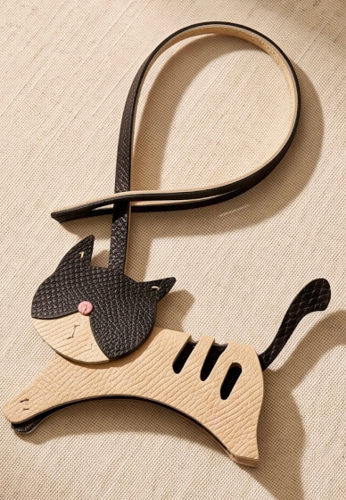 Japanese Genuine Leather Cat Charm Workshop