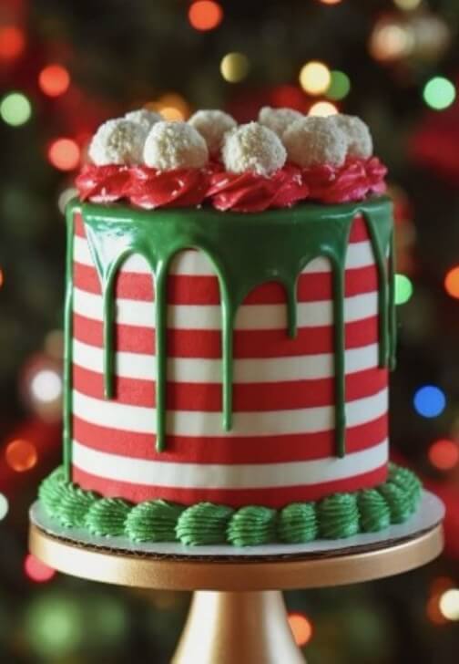 Striped Christmas Butter Icing Cake Decorating Class