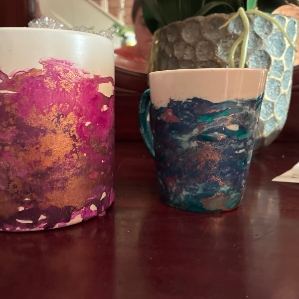 Alcohol Ink Mug and Planter Pot Class review by Michelle Micallef - Sydney