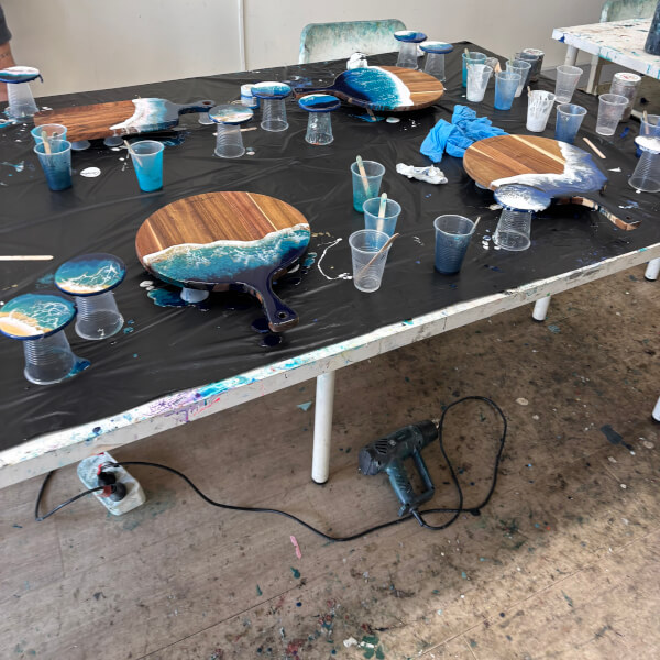 Resin Art Class: Cheeseboard and Coasters review by Tracey Seignior - Sydney
