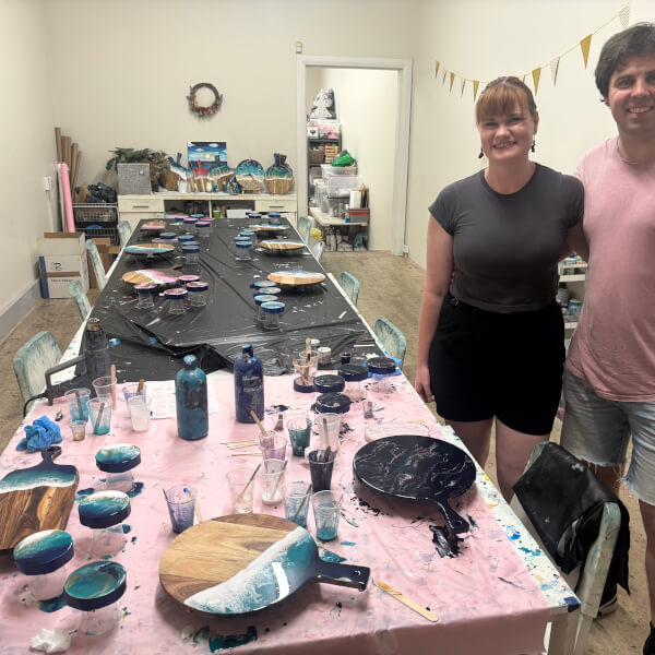 Resin Art Class: Cheeseboard and Coasters review by Renee Grady - Sydney