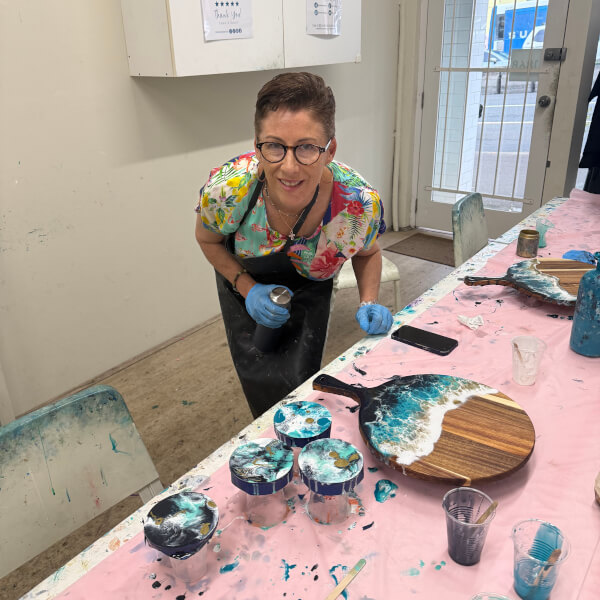 Resin Art Class: Cheeseboard and Coasters review by Johanna Toms - Sydney