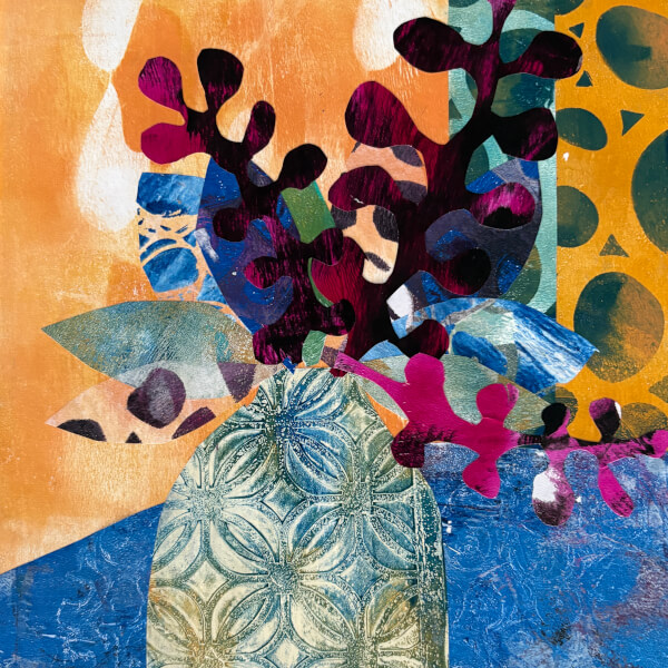 Still LifeCollage Workshop with Gelli Printed Papers review by Sharon Bourne - Melbourne
